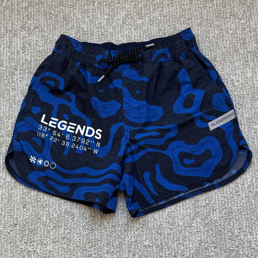 LEGENDS Blue & Black Patterned Athletic Shorts Small